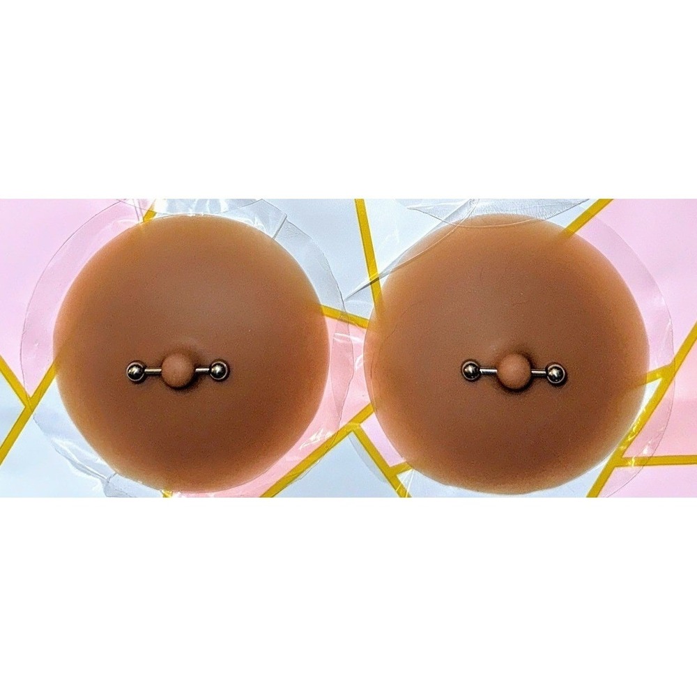 New Dark Fake Piercing Nipple Covers Adhesive Pasties Pierced Breast Pads Black